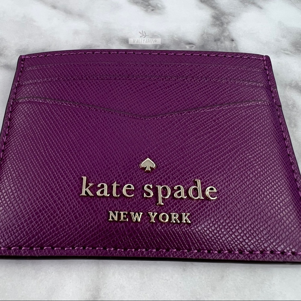 Kate Spade Staci Plum Pie Small Satchel Crossbody & Slim Card Holder Wallet - Picture 13 of 16